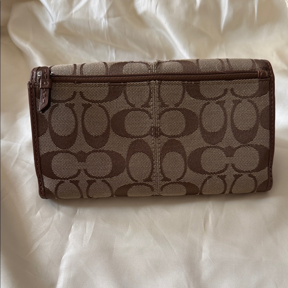 Coach Signature Brown and Tan Clutch - Picture 4 of 9